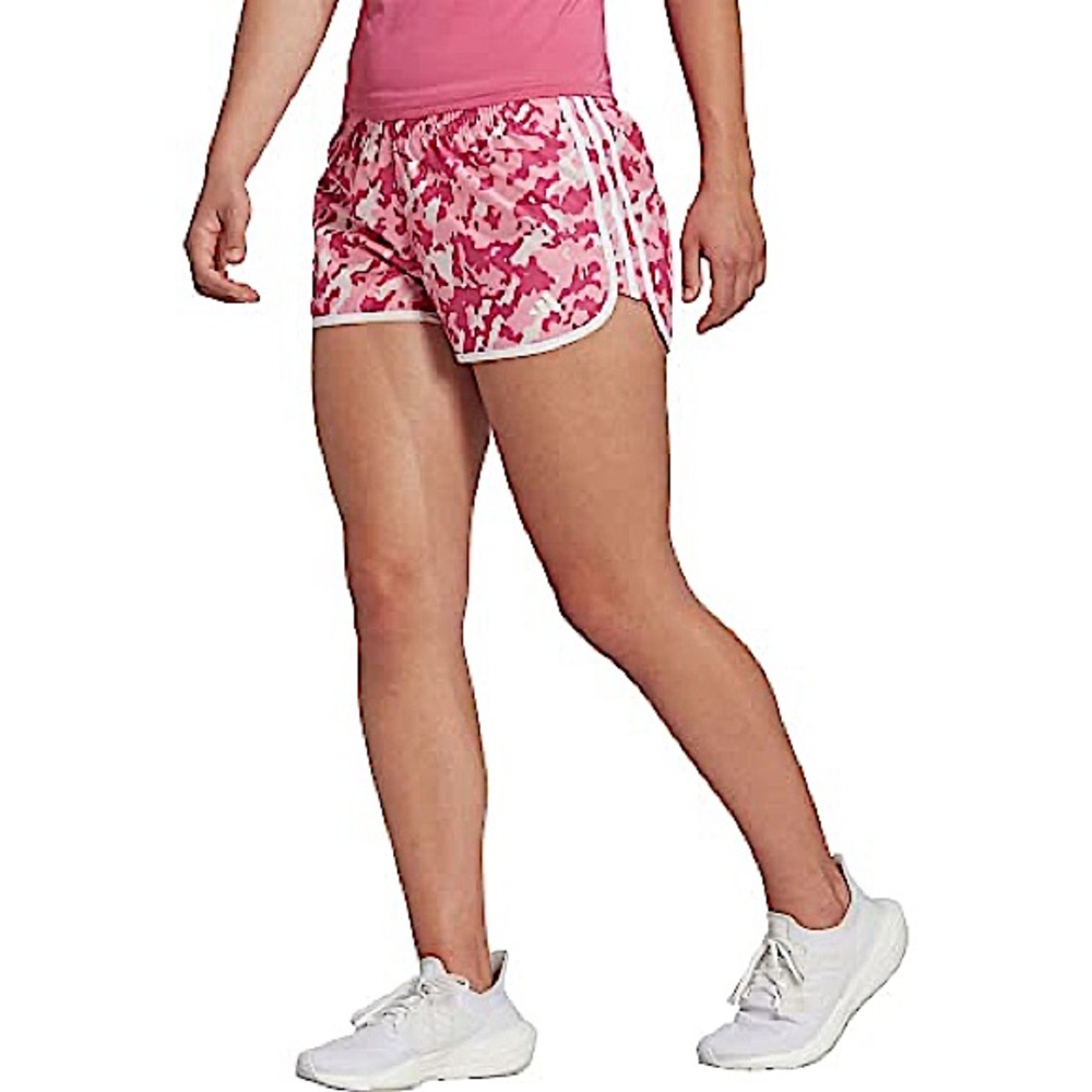 Adidas Women’s Pink White‎ Camo Drawstring Running Activewear Slim Fit Shorts XL